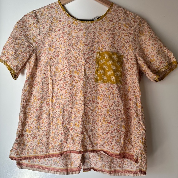 Madewell Tops - Madewell Floral Blouse with Yellow Pocket